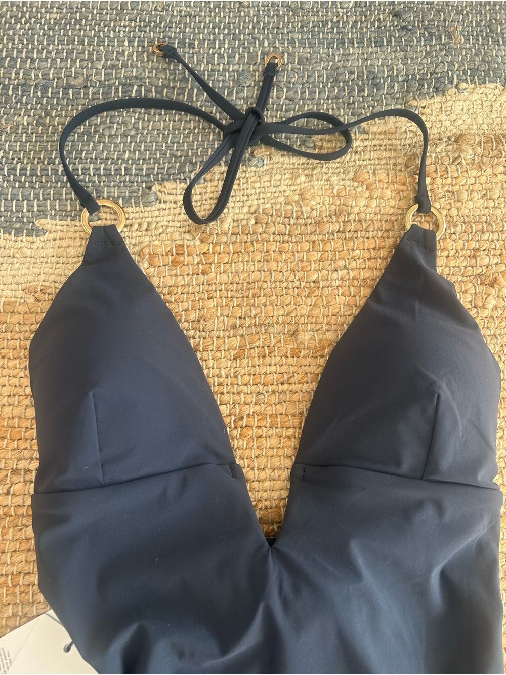 Reiss Deep Navy V-Neck Halter One-Piece Swimsuit - Picture 4 of 13
